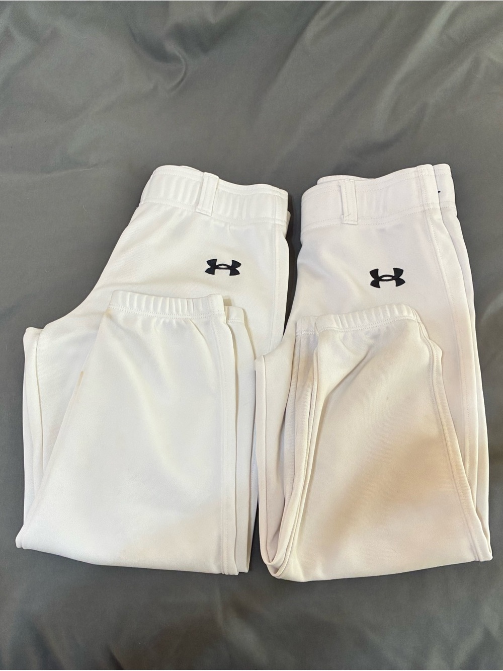 2 Pair Under Armour Kids White Baseball Sweatpants with Black Logo